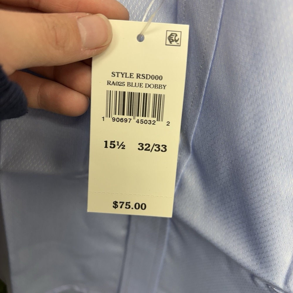 Ryan Seacrest Distinction Dress Shirt Mens 15 1/2 32/33 Slim Fit Stretch No Iron - Picture 5 of 13